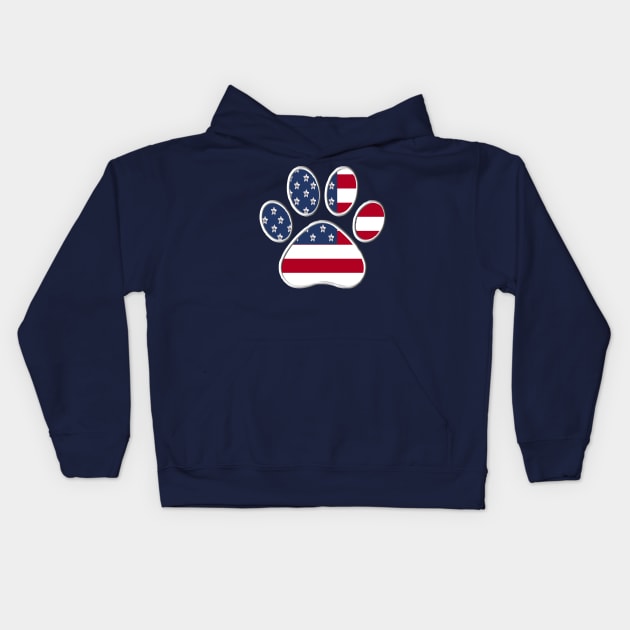 Paw With American Flag Kids Hoodie by m2inspiration